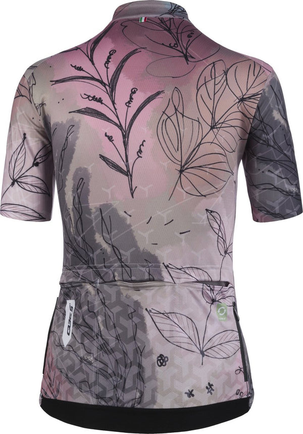 Jersey Short Sleeve G1 Flower Leaves Autumn Dames - Purple