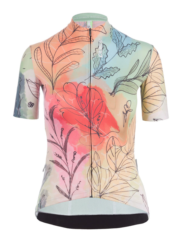 Jersey Short Sleeve G1 Dames - Flower Leaves Spring