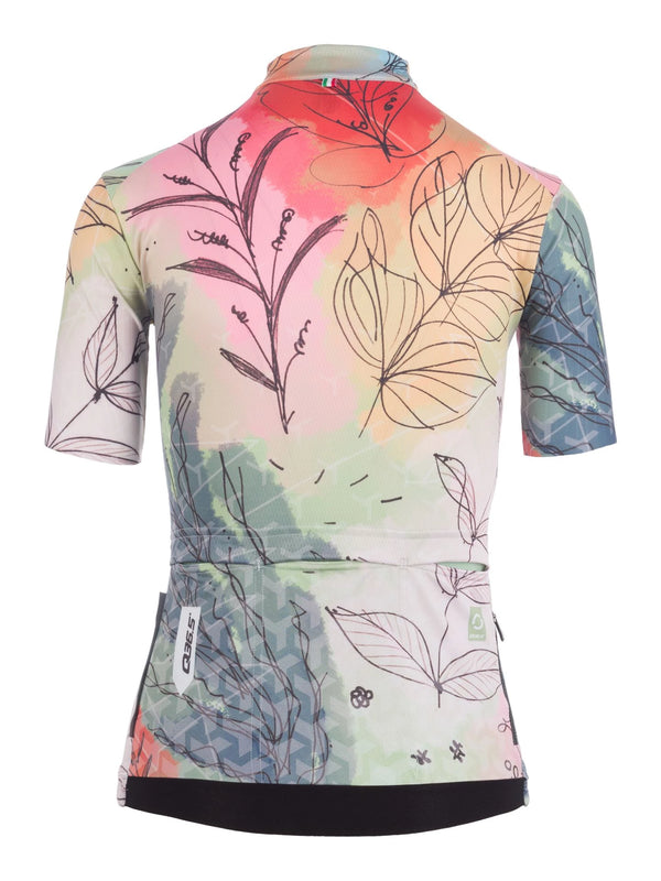 Jersey Short Sleeve G1 Dames - Flower Leaves Spring