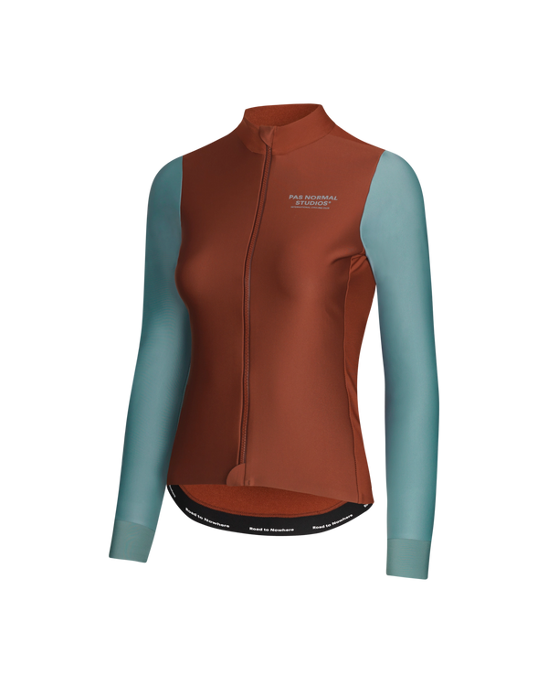 Women's Mechanism Thermal Long Sleeve Jersey - Mahogany/Dusty Teal